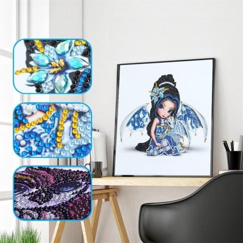 5D Special Shaped Diamond Painting Wing Girl Picture of Rhinestones DIY Mosaic Portrait Home Wall Decoration Embroidery