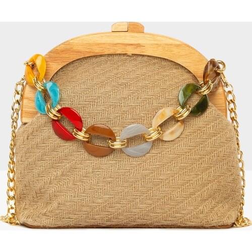 Mink Womens Wooden Scholarship Agate Accessory Straw Bag Women Queen Beige With Wooden Handle Straw Detailed Hand And Shoulder Bag new