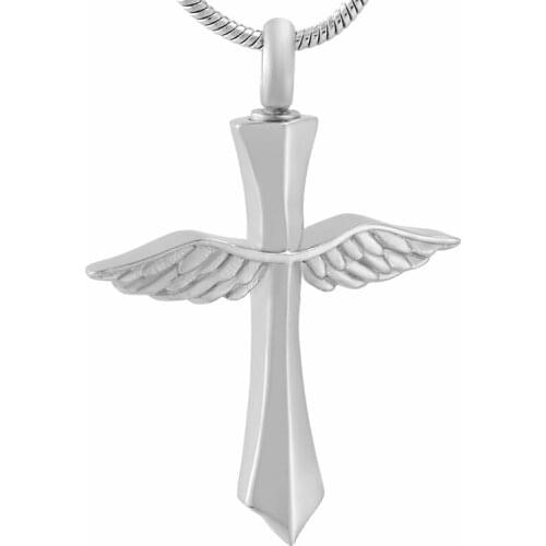 KLH9654 Cross Angel Wings Cremation Urn Keepsake Memorial Ash Pendant Religious Memorial Jewelry Ash Holder+Funnel Included
