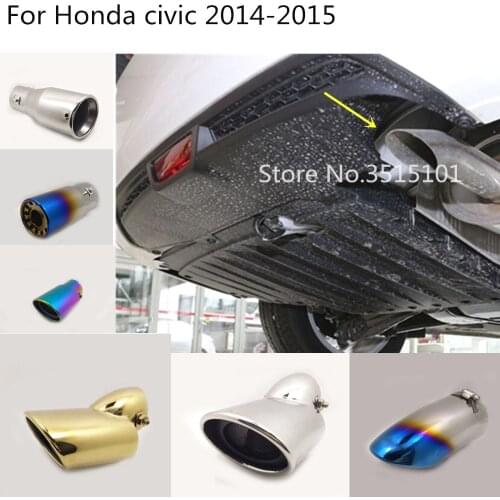 Car styling cover Stainless steel muffler pipe outlet dedicate exhaust tip tail 1pcs For Honda civic 9th sedan 2014 2015