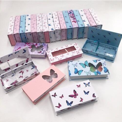 Hot Selling Butterfly Rectangle Magnetic Lash Box for Natural 3D 5D Mink False Eyelashes Custom Eyelash Packaging Box