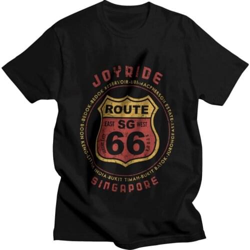 Vintage Grunge Historic Route 66 Tshirts Men Leisure Tee 100% Cotton T Shirt Short Sleeve Mother Road America Highway T-shirt