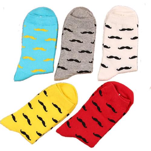 Socks Men Cotton Fashion Deodorant Short Moustache Pattern New Year Bright Design In Tube Socks Winter Comfortable Men Stocking