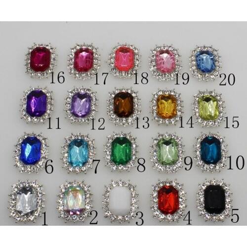 New 10pc 17*21mm Rectangle Silver Clear Glass Rhinestone Button DIY Wedding Clothing Crafts Decorative Beauty Accessories