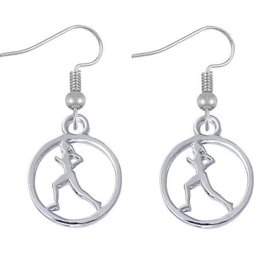 New fashion simple hollow metal running girl pendant earrings FIT female outdoor fitness sports jewelry eardrop