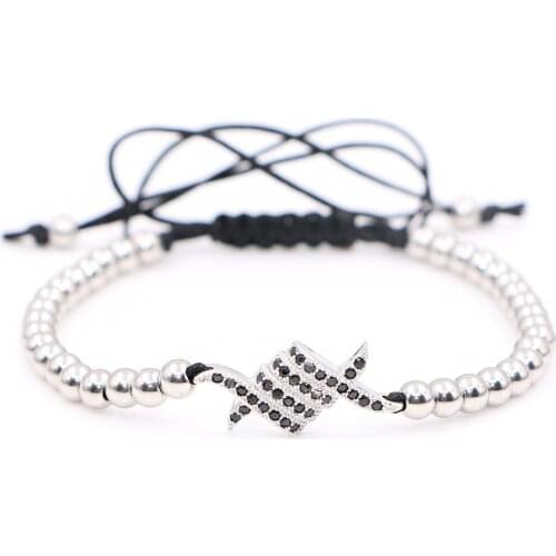 Mestylish New Micro-Dense Paved CZ Copper Eagle Claw Braided Lace Bracelet Beaded For Men And Womens Best Friends Gift