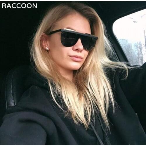 Oversized Square Flat Top Purple Mirror Fashionable Sunglasses Women Vintage Semi-Rimless Sun Glasses Female Gafas De Sol Mujer