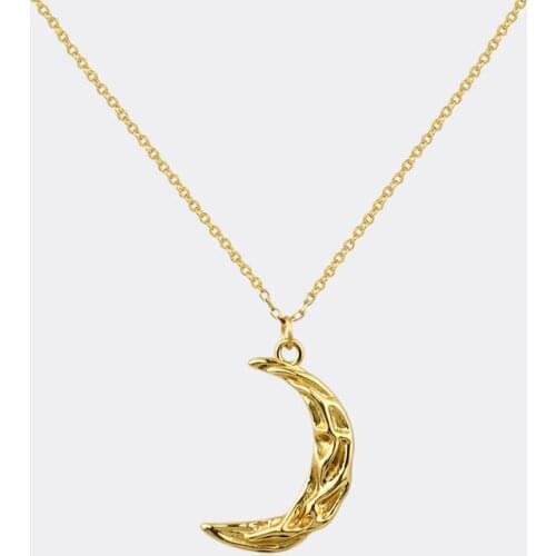 925 Sterling Silver Irregular Crescent Moon Necklace for Women Clavicle Chain Pendant Necklaces Jewelry