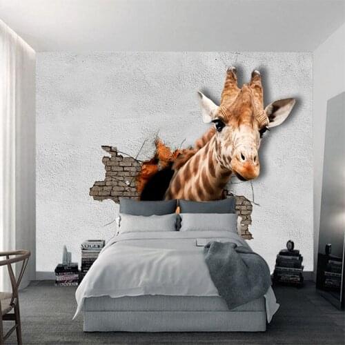 Custom Animal Giraffes Wallpaper For Kids' Room Sofa Backdrop Wall Papers Cartoon The Progress in the Tornado Home Decor