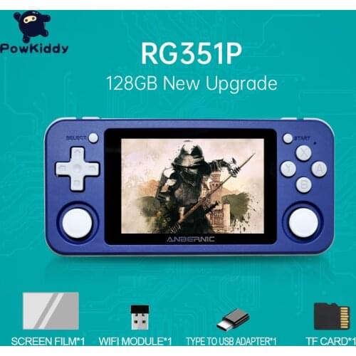Powkiddy RG351P Retro Game Console Double Rocker RK3326 1.5GHz 128GB Version Open Linux System PC Shell PS1 N64 Childrens Gifts