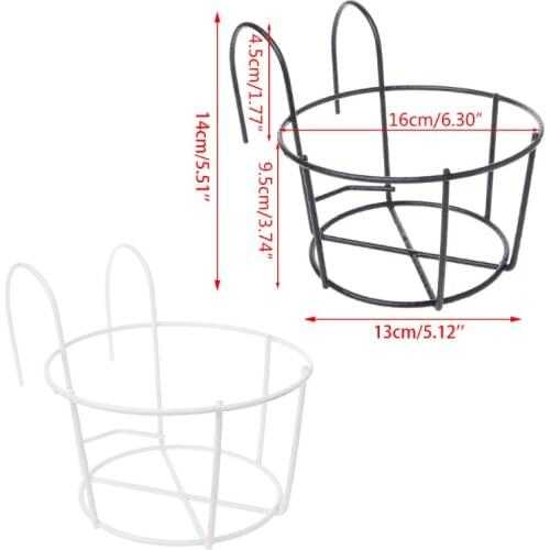 Simple hook hanging plant iron flower stand balcony round flower pot stand railing fence outdoor