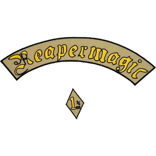 REAPERMAGIC 1%ER Embroidered rocker Label punk biker Patches Clothes Stickers Apparel Accessories Badge 2pcs/set