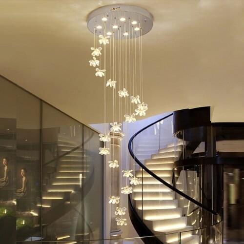 Modern long crystal chandelier LED stairs light spiral design living room corridor home decoration long crystal lighting