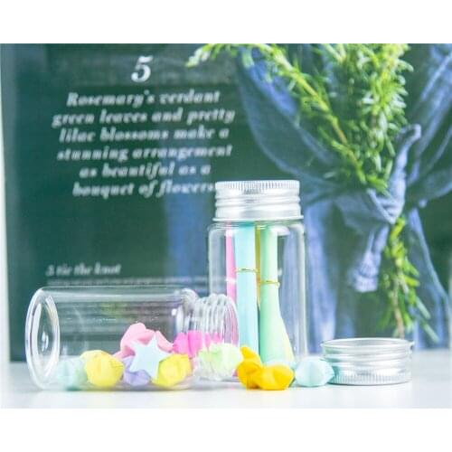 24Pcs 50ml Glass Container with Silver Screw Aluminum Lid Small Clear Craft Vial Suitable for Wishing Cosmetic Refillable Bottle