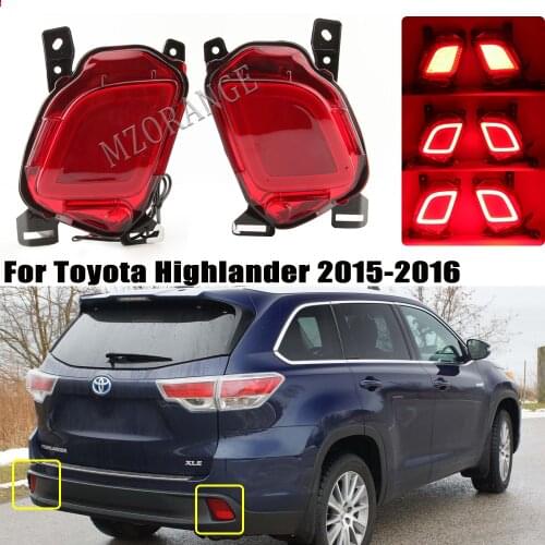 MIZIAUTO Three Function Red Rear Bumper Light For Toyota Highlander 2015 2016 Rear Reflector light Fog Lamp Warning Light