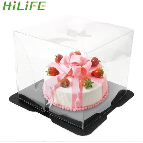 HILIFE Wedding Party Cake PET Cupcake Box Packaging Gift Box with Bottom Bracket Candy Cake Box Food Transport Cake Decoration