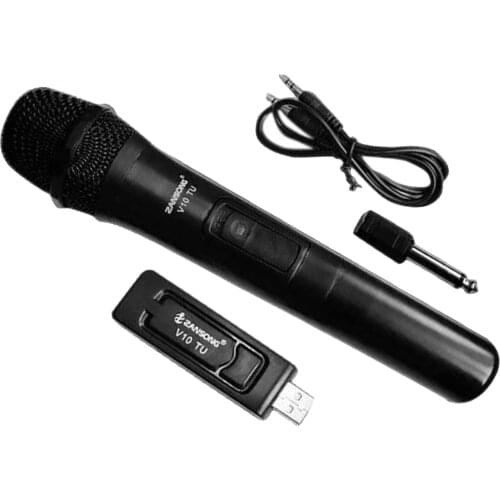 VHF USB 3.5mm 6.35mm Wireless Microphone Handheld Mic with USB Receiver for Karaoke KTV Speech Loudspeaker