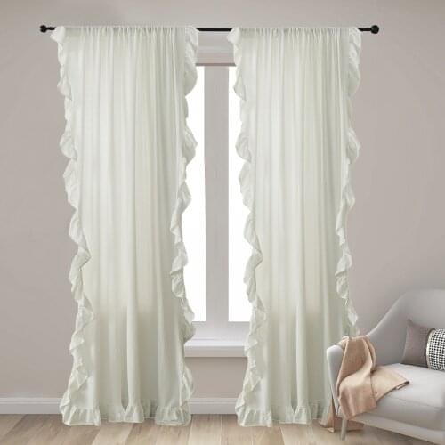 Cotton Linen Ruffle Window Curtain In Kitchen Room Curtains for Modern Living Room Bedroom Dining Room Blackout Curtain