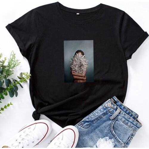 Aesthetic Flowers White Women T-shirt Womens Short Sleeve T Shirts Fashion 90s Tee Shirt Women Lightweight Comfortable Top