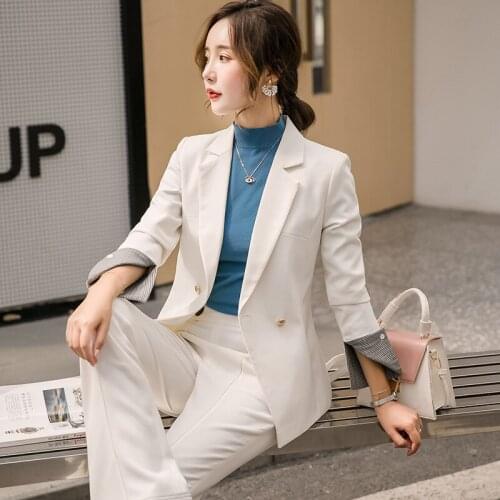 Womens suits womens2019 autumn and winter new fashion temperament professional decoration trousers wild womens two-piece suit