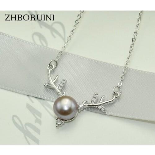 ZHBORUINI 2020 Fine Pearl Necklace Pearl Jewelry Elk Natural Pearl Pendants Choker 925 Sterling Silver Jewelry For Women Femme