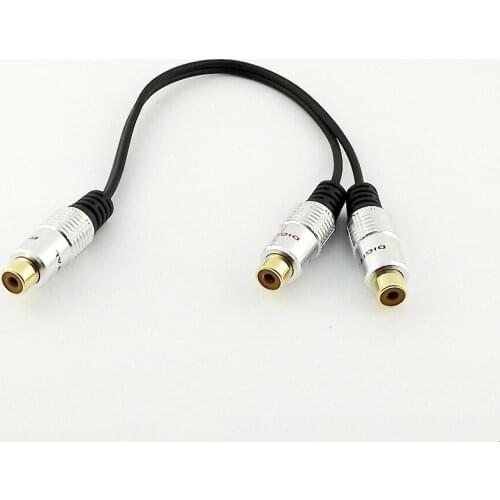 10pcs Practical RCA Female to 2x RCA Female Jack Audio Video Adapter Y Splitter Cable 25cm