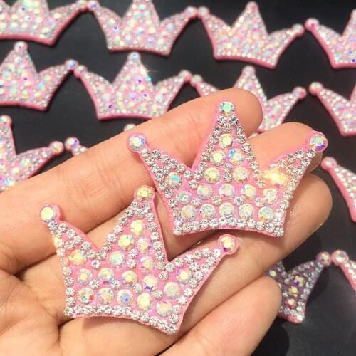 15Pcs/Lot Crown AB Rhinestone Patches for Kids Women Clothes DIY Stripes Iron on Appliques Thermo Clothing Embroidery Crown Badg