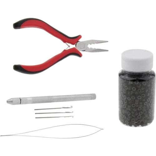 3 Pc Kit for Micro Link Hair And Feather Extensions: Pliers, Loop Threader