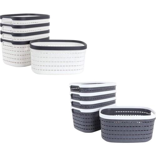 5 Pcs Storage Basket,Portable Oval Kitchen Refrigerator Basket,Desktop Storage Boxes for Kitchen,Bathroom&Cabinet