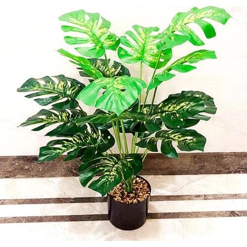 80CM 18 Leaves Artificial Monstera Plants Indoor Green Fake Tree Plastic Palm Tree Rare Potted Hotel DIY Living Room Home Decor
