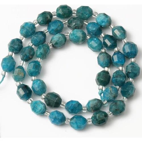 AAA Natural Faceted Blue Apatite Stone Beads Round Loose Spacer Beads For Jewelry Making Diy Woman Bracelets Necklace 15Inches