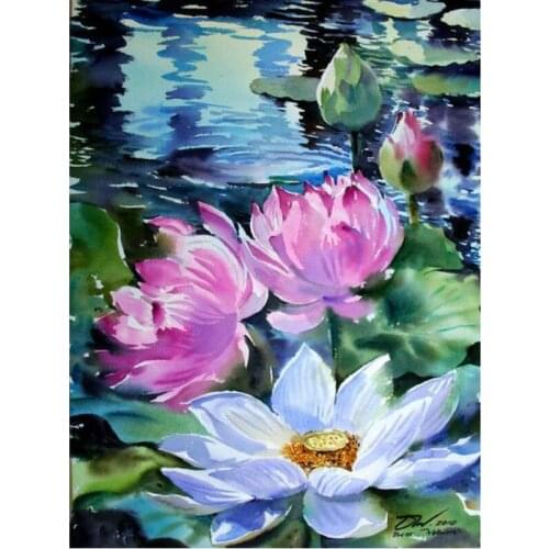 DIY 5d rhinestone mosaic Lotus handmade full square Diamond painting Cross Stitch Kits Diamond Embroidery Pattern Decor flower