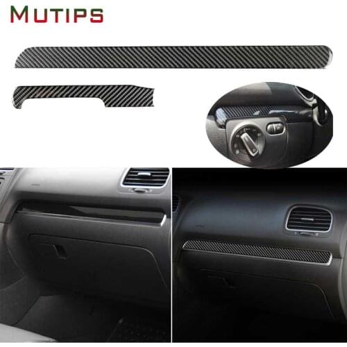 Mutips car center console dashboard strip grain driver side trim carbon fiber interior for volkswagen golf 6 gti R MK6 2008-2012