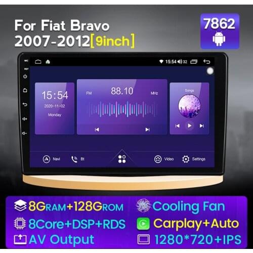 NEW! 8core API29 6+128G For Fiat/Bravo 2007-2012 Car Multimedia Android system radio Player 1280*720QLED BT SWC DSP BT carplay