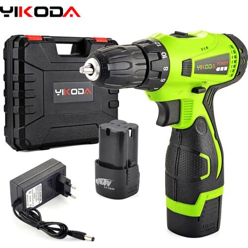 YIKODA 16.8V Cordless Drill Double Speed Lithium Battery Household Rechargeable Electric Screwdriver Power Tools