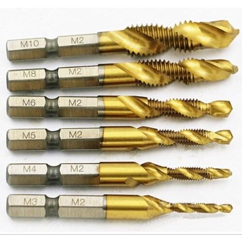 HSS High Speed Wire Screw Screw M3 M4 M5 M6 M8 M10 Titanium Metric Composite Screw Drill Bit 6pcs / set