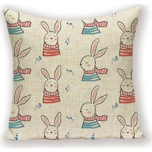 Bunny Cushion Cover Funny Rabbit Pillow Case Farmhouse Home Decor Cushions 45 X 45 Custom Animal Quality Spring Pillows Cases