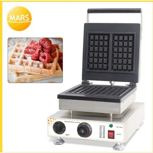 Commercial Belgiam Waffle Maker Machine 2pcs Rectangle Waffle Baker Iron Plates Non-stick Wafle Baking Catering Equipment