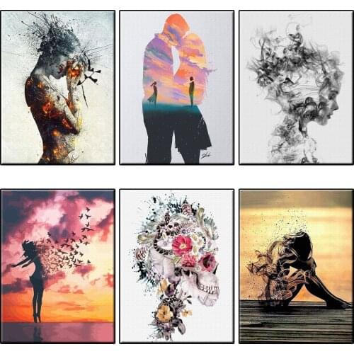 Oil Painting By Numbers Kits Abstract Figure Coloring By Numbers On Canvas Women DIY Frame 40X50cm Scenery Drawing Home Decor