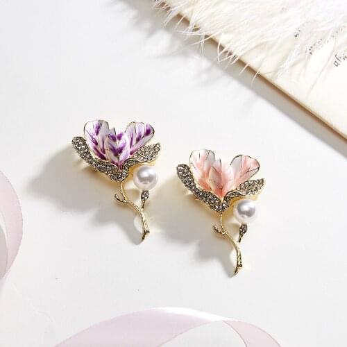 Cute tulip flower brooch luxury suit sweater plant rose flower accessories party pin badge brooches holiday gift