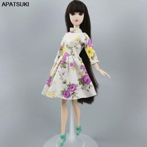 Fashion Clothes For Barbie Dolls Colorful Long Sleeve Short Dresses For Barbie Dollhouse Doll Clothing 1/6 Doll Accessories