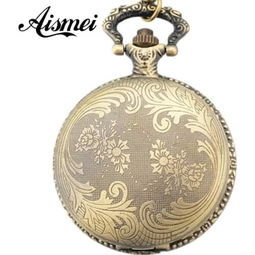 Fashion Bronze antiques Quartz necklace Men and women elegant Pocket watches 5pcs/lot