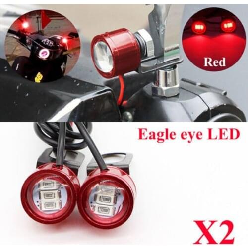Motorcycle Rearview Mirror Eagle Eye Flash Strobe 3LED Motorcycle Signal Light DRL White/Red Night Safety Signal Lights