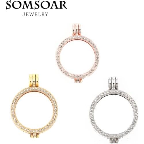 2017 Newest 35mm Large Pave Crystal Coin Holder for 33mm Disc Coin My Coin Jewelry Necklace Pendant 10pcs/lot