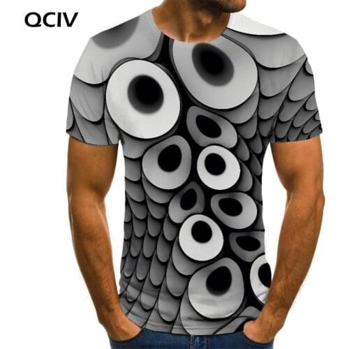 QCIV Brand Dizziness T-shirt Men Pattern Anime Clothes Abstract Shirt Print Creativity Tshirts Casual Mens Clothing T shirts New