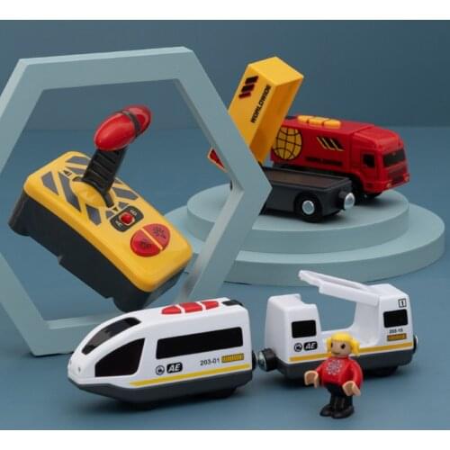 RC Electric Train Set Wood Railway With Carriage Sound and Light Express Truck FIT Wooden Track Electric Educational Toys Gifts