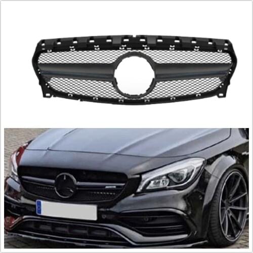 Racing Grill For Mercedes-Benz CLA W117 CLA200 AMG CLA250 CLA45 2017-2018 Black GT R Panamericana Style Front Bumper Hood Grille