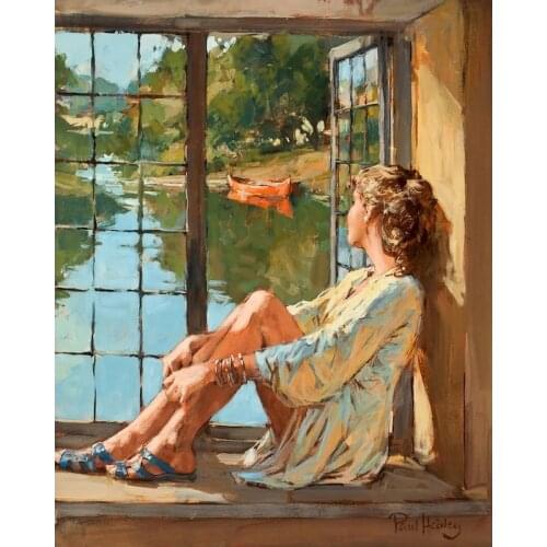 RUOPOTY Painting By Numbers Kits For Adults Windowsill Girl Paint For Adults Handmade Unique Diy Gift Home Wall Artcrafts