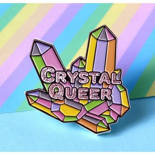 Crystal Queer Glitter Rainbow LGBTQ Pride Enamel Brooch Pin Backpack Hat Bag Collar Lapel Pins Badges Women Fashion Jewelry