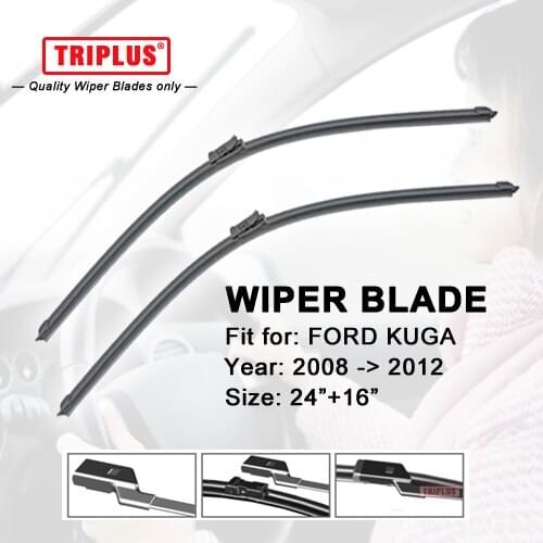 Wiper Blade for FORD KUGA (2008-2012) 1 set 24"+16",Flat Aero Windscreen Wiper,Boneless Windshield Soft Frameless Wiper Blades